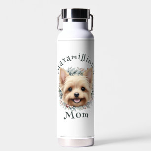 Watercolor Yorkie and Floral Wreath Water Bottle