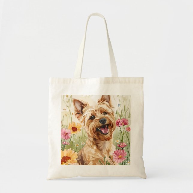 Watercolor Yorkie Dog All Over Print Tote Bag (Front)