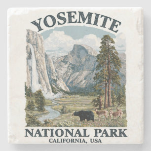 Watercolor Yosemite National Park, California Stone Coaster