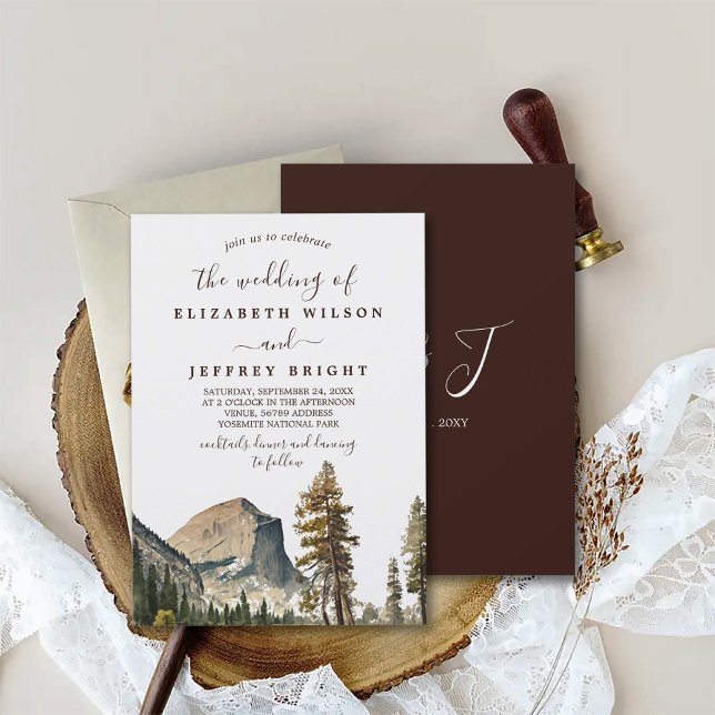  Watercolor Yosemite National Park Wedding Ca US Invitation (Creator Uploaded)