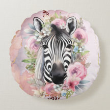 Watercolor Zebra and Floral Wreath 