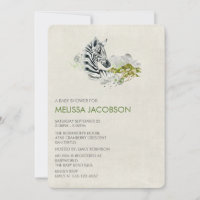 Watercolor Zebra Baby Shower Invite