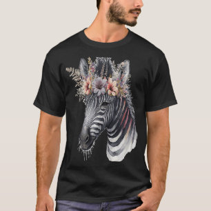 Watercolor Zebra Flower Crown Africa Safari Boho A T-Shirt