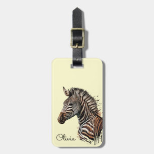 Watercolor zebra head decoration luggage tag