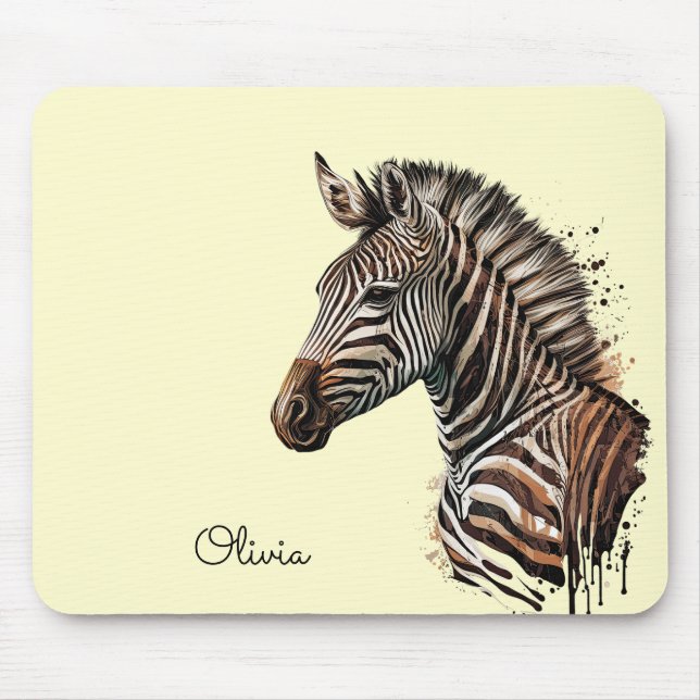 Watercolor zebra head decoration mouse mat (Front)