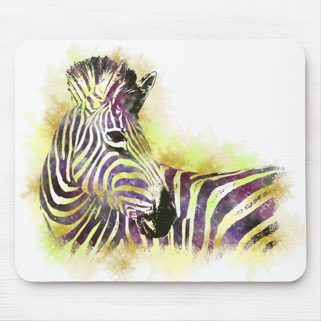 Watercolor Zebra Mouse Mat (Front)