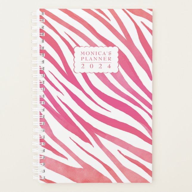 Watercolor Zebra Personalised Weekly Planner (Front)