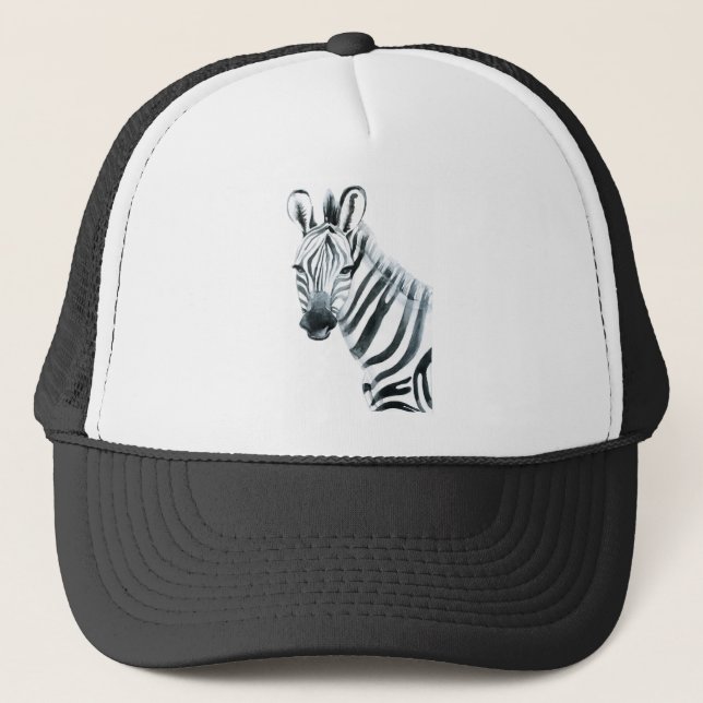 Watercolor zebra trucker hat (Front)