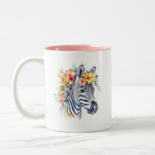 Watercolor Zebra Two-Tone Coffee Mug