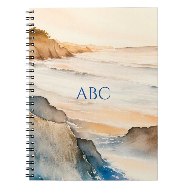 Watercolor Zen Peaceful Coast Notebook (Front)