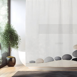 Watercolor Zen Stone Garden Japanese Style Shower Curtain