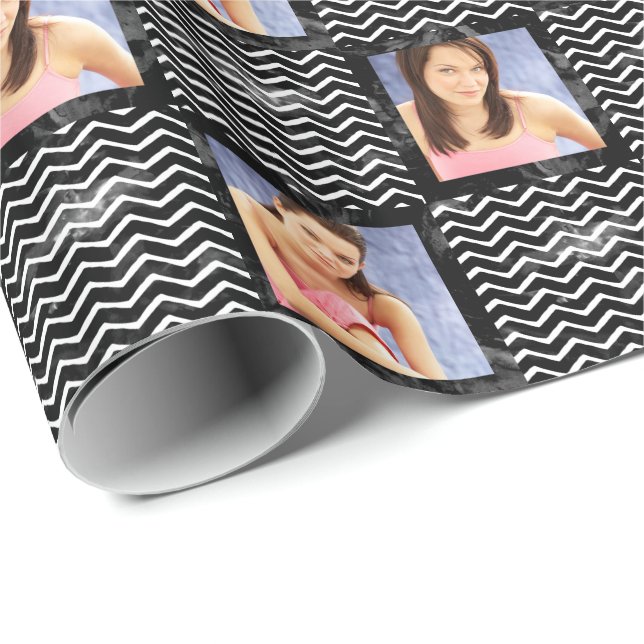 Watercolor ZigZag Add Own Photo Chevron Wrapping Paper (Roll Corner)