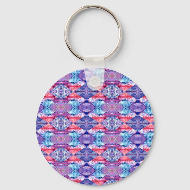 Watercolor Zigzag Pattern Key Ring (Front)