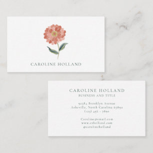 Watercolor Zinnia Floral Feminine Personalised Business Card