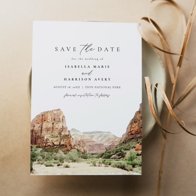 Watercolor Zion National Park Save the Date Invitation (Creator Uploaded)
