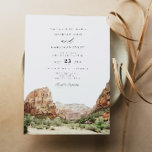 Watercolor Zion National Park Wedding Invitation<br><div class="desc">This wedding invitation features a watercolor painting of the gorgeous red rocks in Zion National Park.  Easily edit *most* wording to meet your event needs. Change the background colour and add your own photo to the backside if you like.</div>