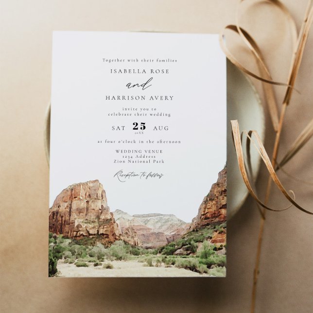 Watercolor Zion National Park Wedding Invitation (Creator Uploaded)
