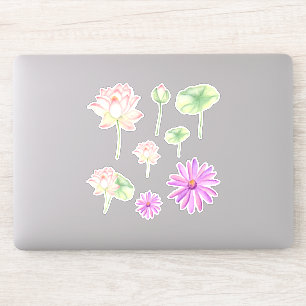 Watercolorbig lotus flowers Minimalist Cute