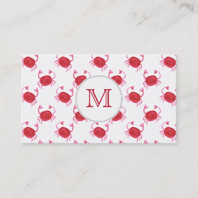 watercolorcute red crabs beach design business card (Front)