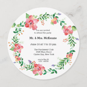 Watercolored flowers invitation