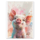 Watercolored Pinky Pig Decoupage 