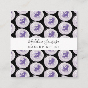 Watercolored Poppies Purple Makeup Artist Hand  Square Business Card