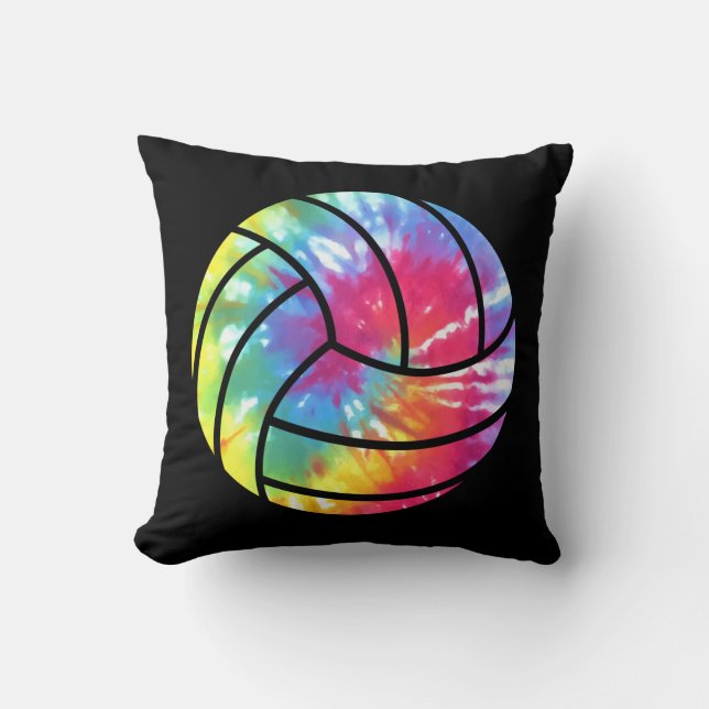 Watercolored Volleyball Player Hippie Colorful Cushion (Front)