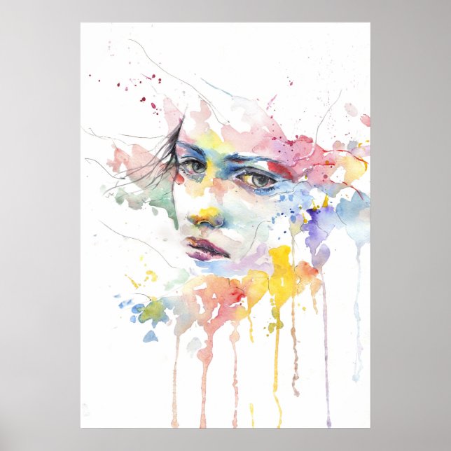 Watercolored Woman's Face Poster (Front)
