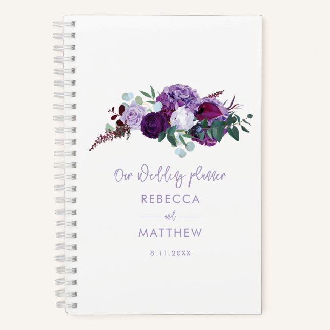 WatercolorFloral Script Wedding Planner Notebook (Front)