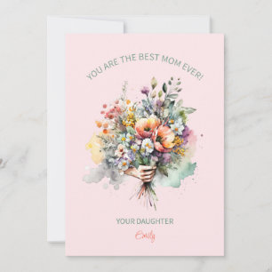 WatercolorFlowers Bouquet For Mum Invitation