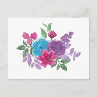 watercolorful flowers postcard