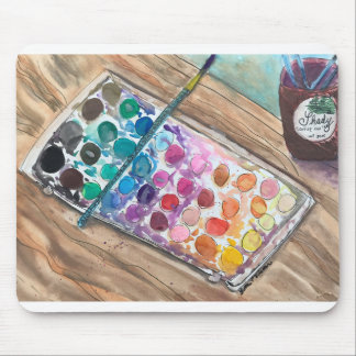 Watercolorpainting & coffee mouse mat