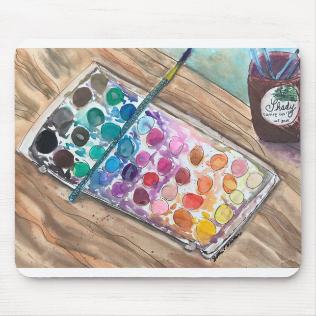 Watercolorpainting & coffee mouse mat (Front)