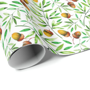 Watercolors Acorns Wrapping Paper