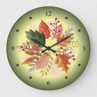  Watercolors ~ Autumn Leaves ~ Harvest Time ~   Large Clock