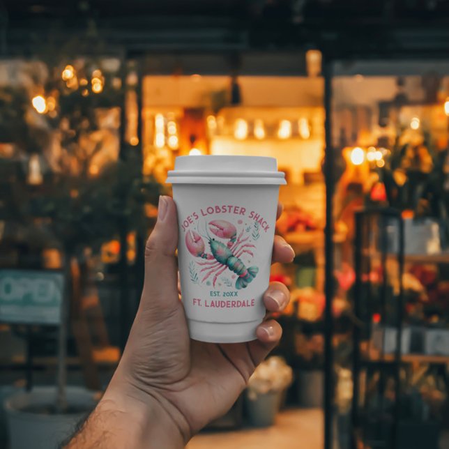 Watercolors Colourful Lobster Custom Text Paper Cups (Creator Uploaded)