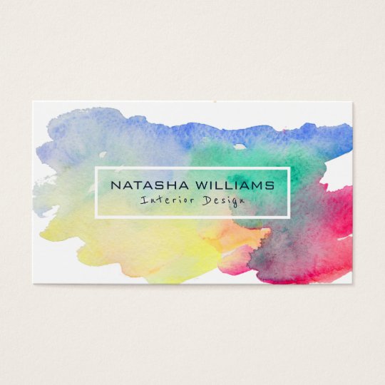Watercolors Colourful Shape Modern Interior Design Business Card