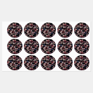 Watercolors Crimson Floral on Black 