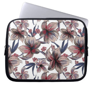 Watercolors Crimson Floral on White Laptop Sleeve