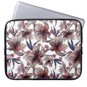 Watercolors Crimson Floral on White Laptop Sleeve