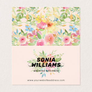 Watercolors delicate flowers bouquet business card