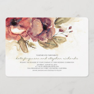 Watercolors - Floral Vintage Elegant Wedding Invitation