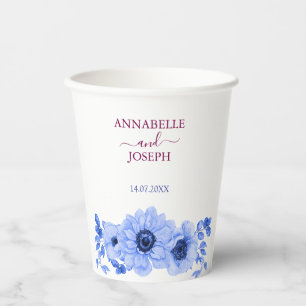 watercolors Florals Modern Botanical Wedding Paper Cups