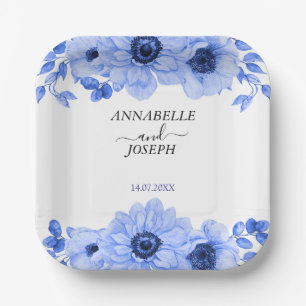 watercolors Florals Modern Botanical Wedding Paper Plate
