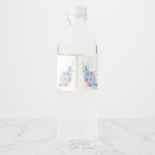 watercolors Florals Modern Botanical Wedding Water Bottle Label