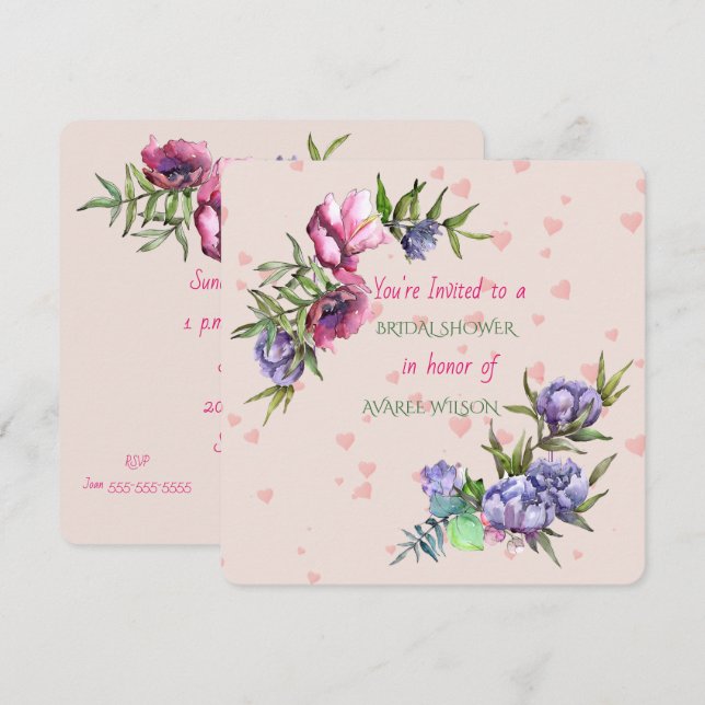 Watercolors Flower Bridal Shower Invitation (Front/Back)