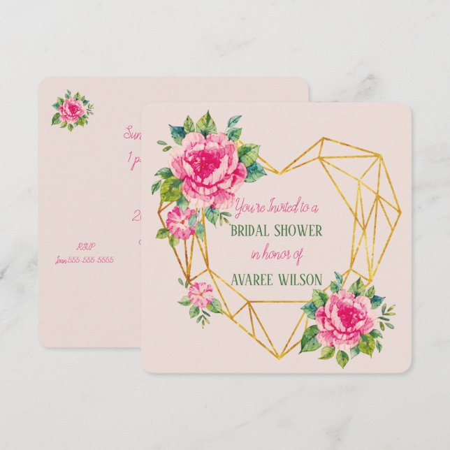 Watercolors Flower Bridal Shower Invitation (Front/Back)