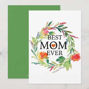Watercolors Flowers Wreath Best Mum Ever Text