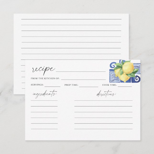 Watercolors greek lemon citrus Bridal shower (Front/Back)
