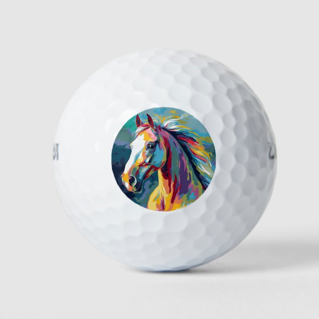 Watercolors Horse Head Illustration Golf Balls (Front)